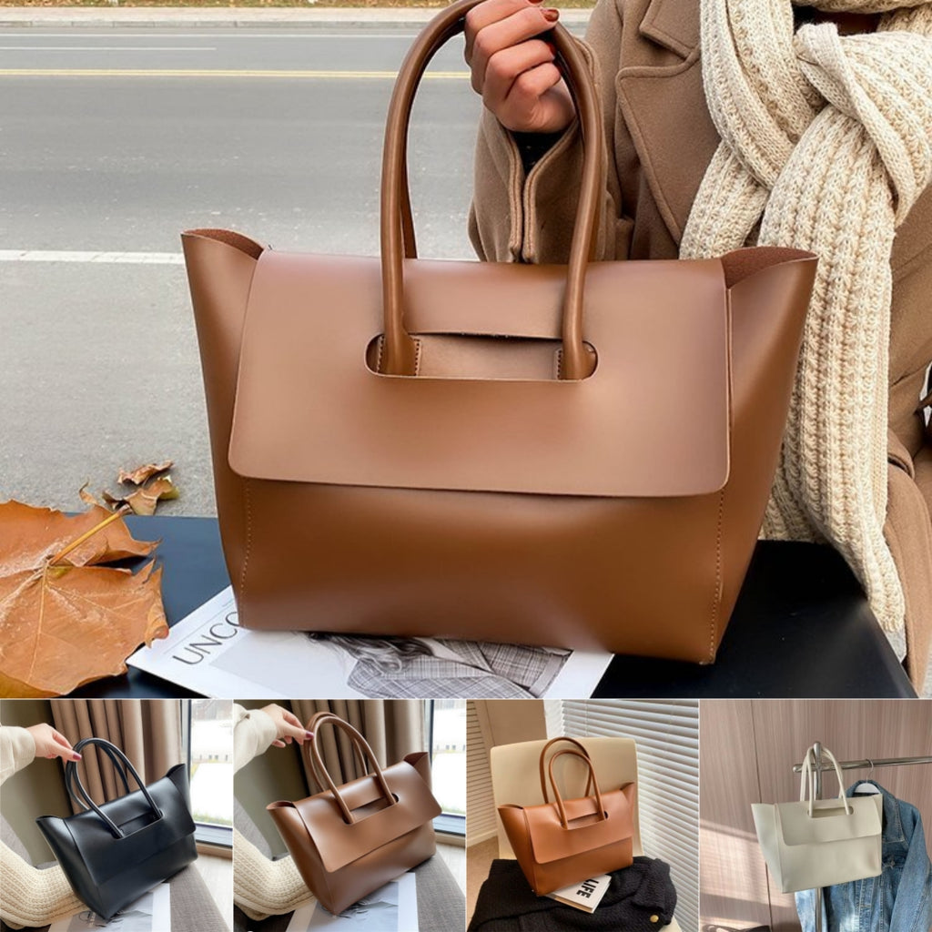 Women's Shoulder Bag Large Capacity PU Tote Handbag Solid Color
