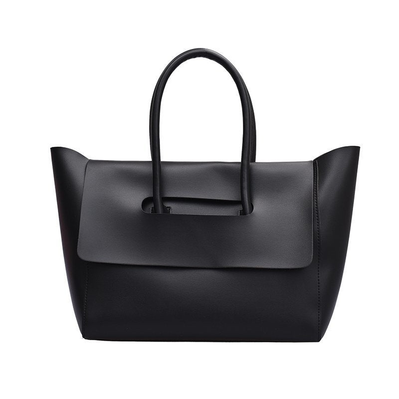 Women's Shoulder Bag Large Capacity PU Tote Handbag Solid Color